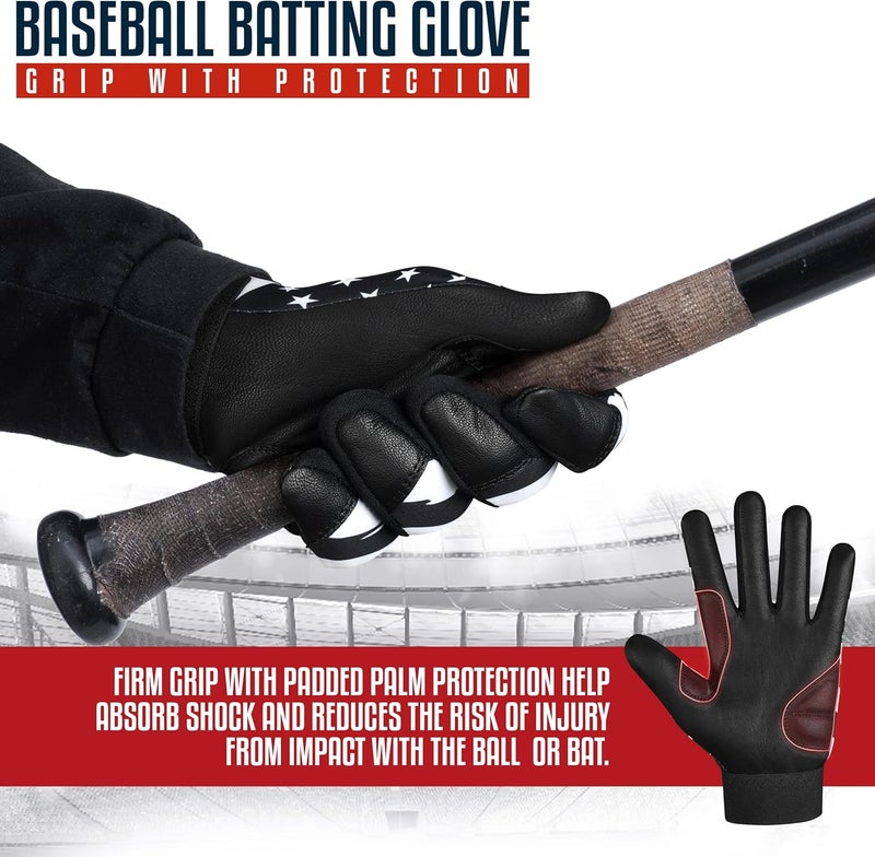 Dot Stitch Batting Gloves - American Flag & USA Flag Baseball & Softball Gloves for Youth, Adult & Unisex - Image 4